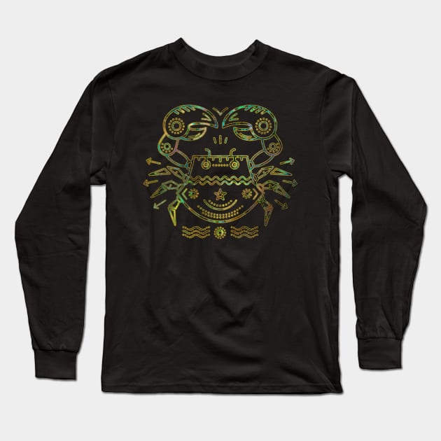 Cancer Zodiac Gold Abalone Long Sleeve T-Shirt by Nartissima